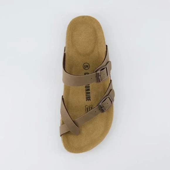 Cushionaire Luna Brown Vegan Suede Cork Footbed Sandal Womens 9.5M NEW - Picture 10 of 10